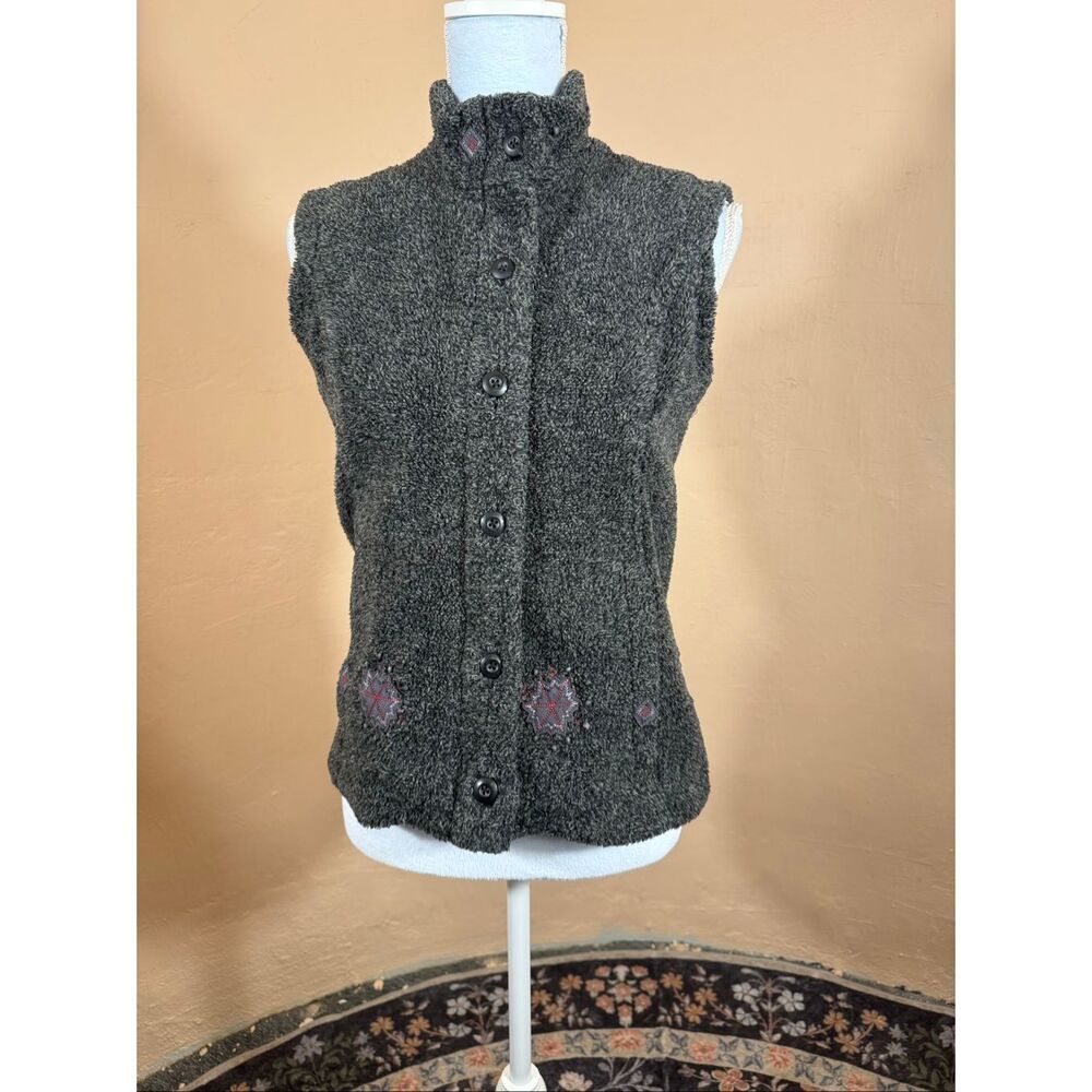 Woolrich Textured Fleece Vest Embroidered Outdoor Women’s Small - Picture 1 of 8